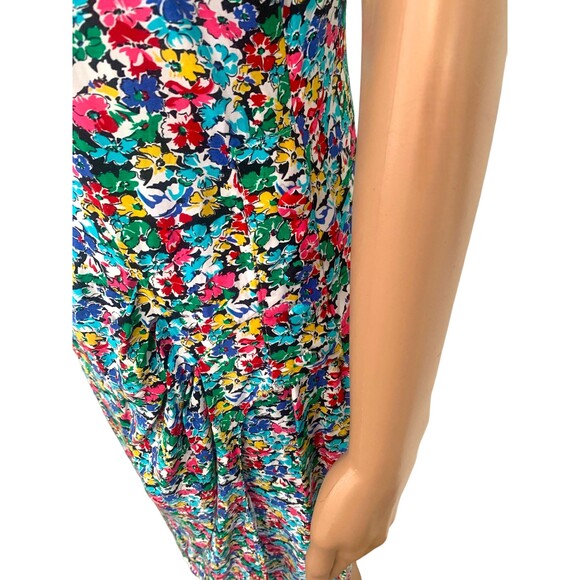 80s April Rain Floral Dress Vintage Rayon 36 31 38 - Picture 3 of 7